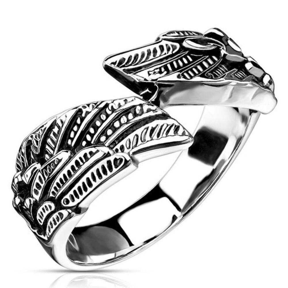 Angel Wings 316L stainless steel ring Band ring size 7‎